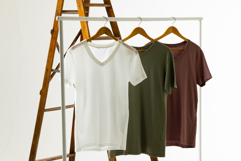 coloured tshirts displayed on ladder and copy spac 2023 11 27 05 05 24 utc