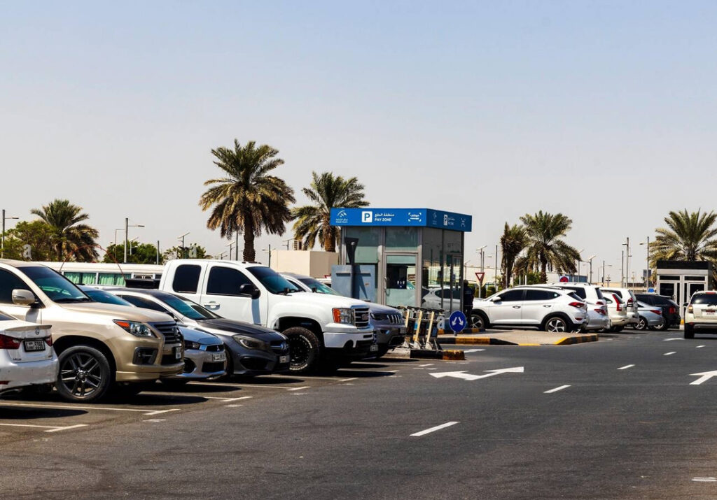 dubai uae 09202021 public parking of sharjah international airport 2GRDT6N transformed