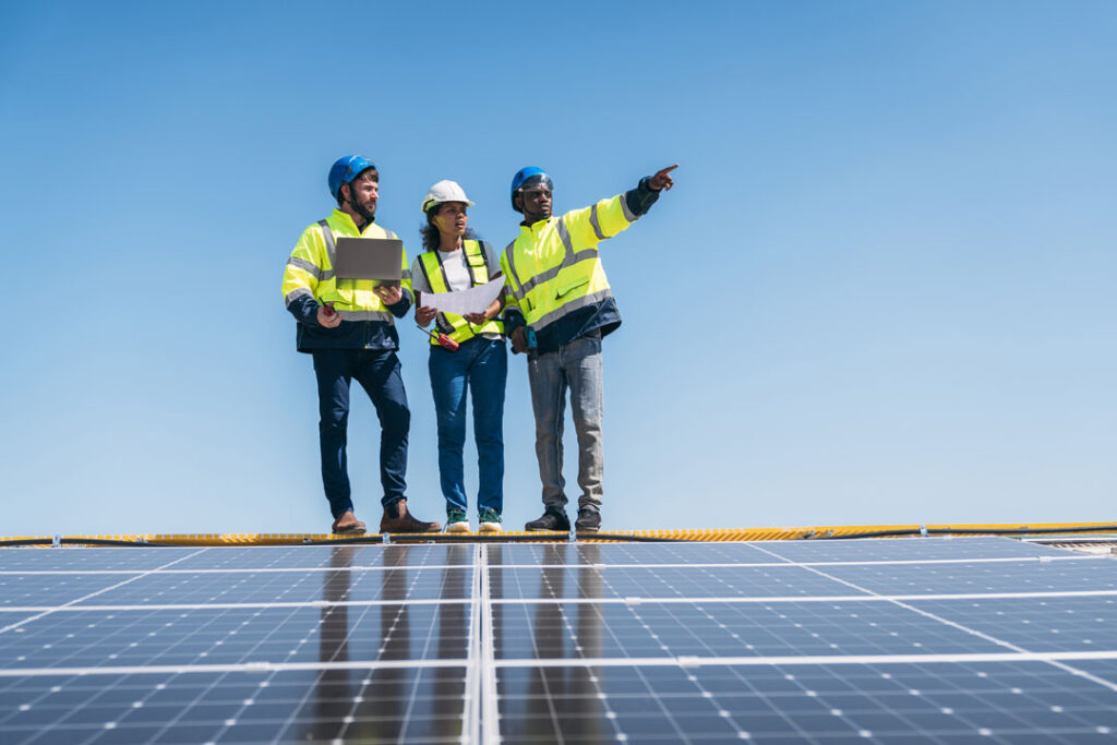 service engineer checking solar cell on the roof 2024 02 06 14 39 40 utc