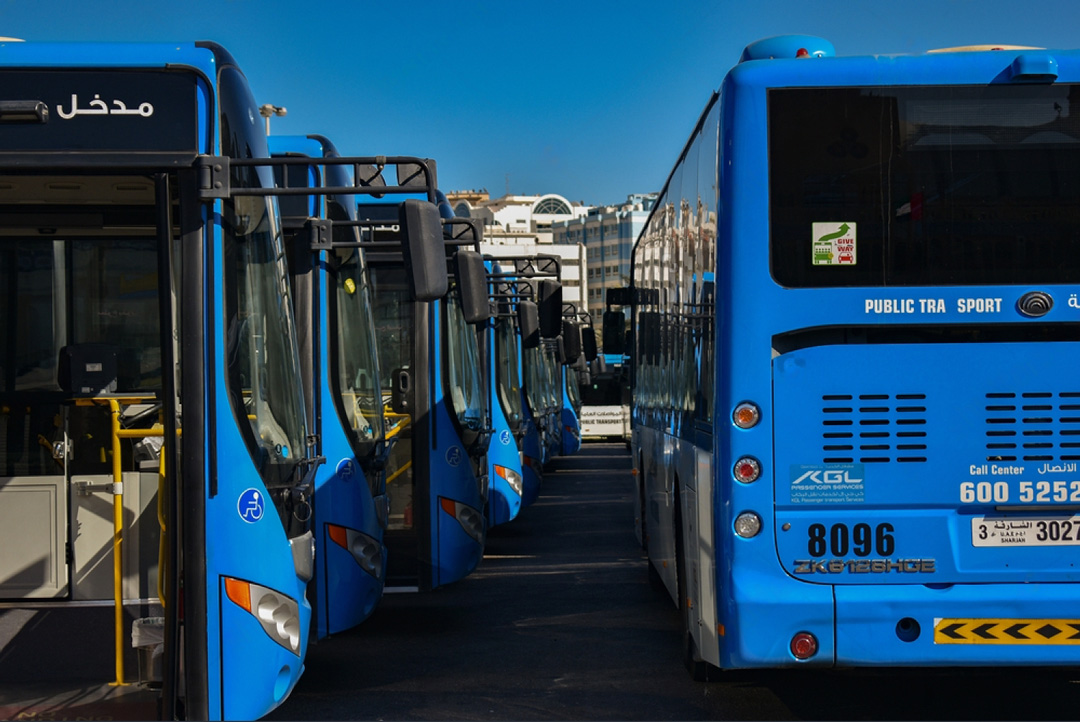 stock photo sharjah uae th january sharjah city bus stand closeup blue color bus 2006114216 transformed